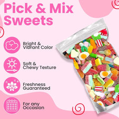 Grobits - Pick & Mix Sweets - 500g Pouch Quality Jelly Sweets Classic Retro Candy Selection Assortment Pick and Mix Gummy Gift Bag for Gifting Children & Adults