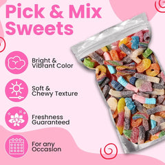Grobits – Fizzy Pick & Mix Sweets Quality Jelly Sweets Classic Retro Candy Selection Assortment Fizzy Gummy Gift Bag for Gifting Children & Adults - 500g Pouch