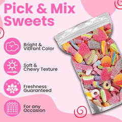 Grobits – Fizzy Pick & Mix Sweets Quality Jelly Sweets Classic Retro Candy Selection Assortment Gummy Gift Bag for Gifting Children & Adults - 800g Pouch