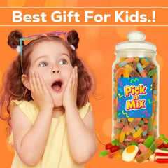 Grobits - Pick n Mix Sweet Jar - Classic Retro Pick and Mix Jar Candy Selection Assortment Gummy Gift For Children & Adults 23cm x 9cm - 635g