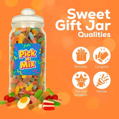 Grobits - Pick n Mix Sweet Jar - Classic Retro Pick and Mix Jar Candy Selection Assortment Gummy Gift For Children & Adults 23cm x 9cm - 635g