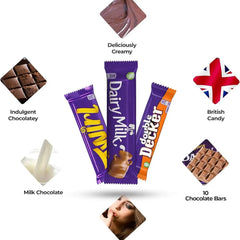 Grobits - Chocolate Gift Box Hamper - 10 Mini Chocolate bars, Gift Letter Box Friendly, Sweet Treat Gift Box, Perfect for Presents, Surprises and Special Occasions, Gifting