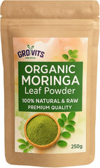 Grobits Moringa Powder 100% Natural Gluten-Free Superfood Improves Metabolism & Helps with Weight Loss - Pure & Raw 250g Moringa Leaf Powder