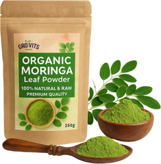 Grobits Moringa Powder 100% Natural Gluten-Free Superfood Improves Metabolism & Helps with Weight Loss - Pure & Raw 250g Moringa Leaf Powder